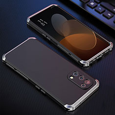 Luxury Aluminum Metal Cover Case 360 Degrees for Oppo Reno5 5G Silver and Black