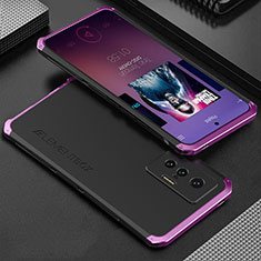 Luxury Aluminum Metal Cover Case 360 Degrees for Vivo X70 5G Purple