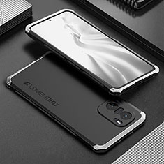 Luxury Aluminum Metal Cover Case 360 Degrees for Xiaomi Mi 11i 5G Silver and Black