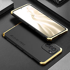 Luxury Aluminum Metal Cover Case 360 Degrees for Xiaomi Poco F3 5G Gold and Black
