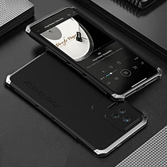 Luxury Aluminum Metal Cover Case 360 Degrees for Xiaomi Poco F4 5G Silver and Black