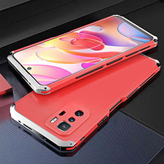 Luxury Aluminum Metal Cover Case 360 Degrees for Xiaomi Poco X3 GT 5G Silver and Red