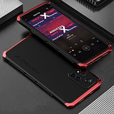 Luxury Aluminum Metal Cover Case 360 Degrees for Xiaomi Poco X4 NFC Red and Black