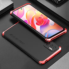 Luxury Aluminum Metal Cover Case 360 Degrees for Xiaomi Redmi Note 10 JE 5G Red and Black