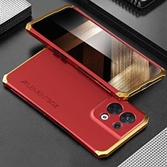 Luxury Aluminum Metal Cover Case 360 Degrees for Xiaomi Redmi Note 13 Pro 5G Gold and Red