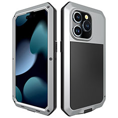 Luxury Aluminum Metal Cover Case 360 Degrees HJ1 for Apple iPhone 13 Pro Silver
