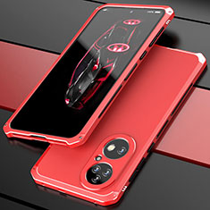 Luxury Aluminum Metal Cover Case 360 Degrees P01 for Huawei P50 Red