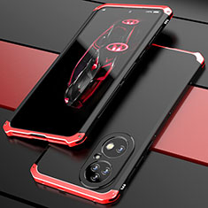 Luxury Aluminum Metal Cover Case 360 Degrees P01 for Huawei P50 Red and Black