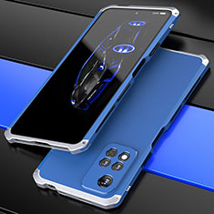 Luxury Aluminum Metal Cover Case 360 Degrees P01 for Xiaomi Mi 11i 5G (2022) Silver and Blue