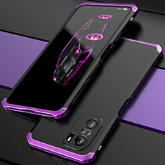 Luxury Aluminum Metal Cover Case 360 Degrees P01 for Xiaomi Redmi K40 5G Purple