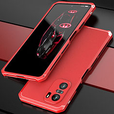 Luxury Aluminum Metal Cover Case 360 Degrees P01 for Xiaomi Redmi K40 5G Red