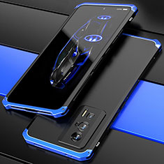 Luxury Aluminum Metal Cover Case 360 Degrees P01 for Xiaomi Redmi K60 Pro 5G Blue and Black