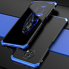 Luxury Aluminum Metal Cover Case 360 Degrees P01 for Xiaomi Redmi Note 9 5G Blue and Black