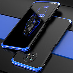 Luxury Aluminum Metal Cover Case 360 Degrees P01 for Xiaomi Redmi Note 9T 5G Blue and Black
