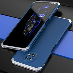 Luxury Aluminum Metal Cover Case 360 Degrees P01 for Xiaomi Redmi Note 9T 5G Silver and Blue