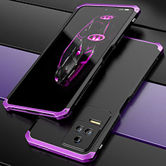 Luxury Aluminum Metal Cover Case 360 Degrees P02 for Xiaomi Redmi K50 Pro 5G Purple