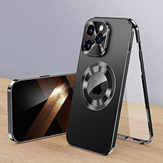 Luxury Aluminum Metal Cover Case 360 Degrees with Mag-Safe Magnetic P01 for Apple iPhone 16 Pro Black