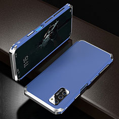 Luxury Aluminum Metal Cover Case M01 for Huawei Honor V30 Pro 5G Silver and Blue