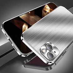 Luxury Aluminum Metal Cover Case M06 for Apple iPhone 15 Plus Silver