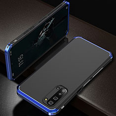 Luxury Aluminum Metal Cover Case T01 for Oppo F15 Blue and Black