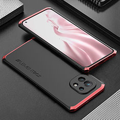 Luxury Aluminum Metal Cover Case T01 for Xiaomi Mi 11 Lite 4G Red and Black