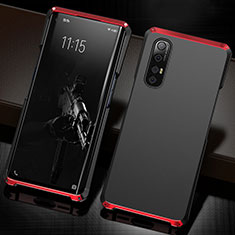 Luxury Aluminum Metal Cover Case T02 for Oppo Reno3 Pro Red and Black