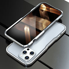 Luxury Aluminum Metal Frame Cover Case A01 for Apple iPhone 15 Pro Max Silver