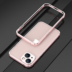 Luxury Aluminum Metal Frame Cover Case A01 for Apple iPhone 15 Rose Gold