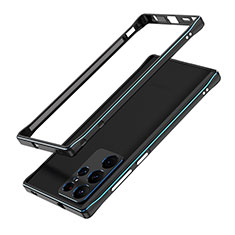 Luxury Aluminum Metal Frame Cover Case A01 for Samsung Galaxy S24 Ultra 5G Blue and Black