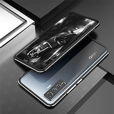 Luxury Aluminum Metal Frame Cover Case A01 for Vivo X50 5G Silver and Black