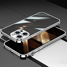 Luxury Aluminum Metal Frame Cover Case A02 for Apple iPhone 15 Pro Max Silver