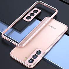 Luxury Aluminum Metal Frame Cover Case A02 for Samsung Galaxy S23 Plus 5G Rose Gold