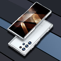 Luxury Aluminum Metal Frame Cover Case A03 for Samsung Galaxy S24 Ultra 5G Silver