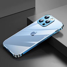Luxury Aluminum Metal Frame Cover Case A06 for Apple iPhone 13 Pro Max Blue