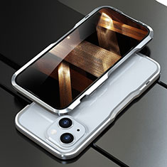 Luxury Aluminum Metal Frame Cover Case for Apple iPhone 15 Plus Silver