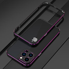 Luxury Aluminum Metal Frame Cover Case for Apple iPhone 15 Pro Purple