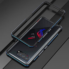 Luxury Aluminum Metal Frame Cover Case for Asus ROG Phone 5 ZS673KS Blue and Black