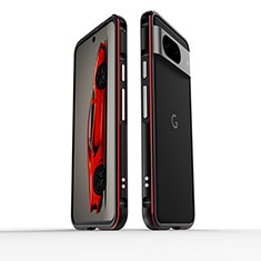 Luxury Aluminum Metal Frame Cover Case for Google Pixel 8 5G Red and Black