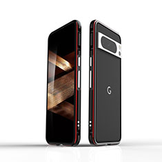 Luxury Aluminum Metal Frame Cover Case for Google Pixel 8 Pro 5G Red and Black