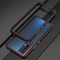 Luxury Aluminum Metal Frame Cover Case for Vivo iQOO 7 India 5G Red and Black