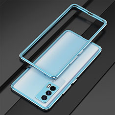 Luxury Aluminum Metal Frame Cover Case for Vivo iQOO 7 India 5G Sky Blue