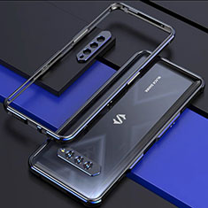 Luxury Aluminum Metal Frame Cover Case for Xiaomi Black Shark 4S 5G Blue and Black