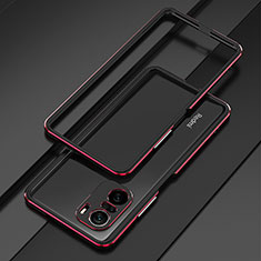 Luxury Aluminum Metal Frame Cover Case for Xiaomi Poco F3 5G Red and Black