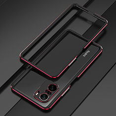 Luxury Aluminum Metal Frame Cover Case for Xiaomi Redmi K40 5G Red and Black