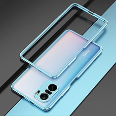 Luxury Aluminum Metal Frame Cover Case for Xiaomi Redmi K40 Pro 5G Silver and Blue