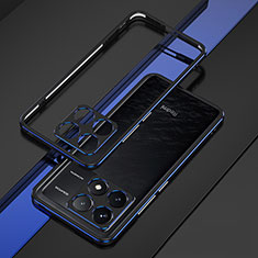 Luxury Aluminum Metal Frame Cover Case for Xiaomi Redmi K70E 5G Blue and Black