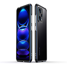 Luxury Aluminum Metal Frame Cover Case for Xiaomi Redmi Note 12 Pro+ Plus 5G Blue and Black