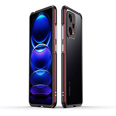 Luxury Aluminum Metal Frame Cover Case for Xiaomi Redmi Note 12 Pro+ Plus 5G Red and Black