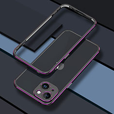 Luxury Aluminum Metal Frame Cover Case JZ1 for Apple iPhone 15 Purple