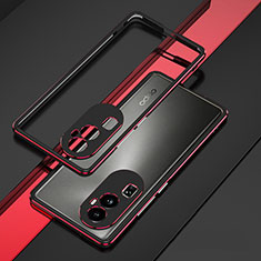 Luxury Aluminum Metal Frame Cover Case JZ1 for Oppo Reno10 Pro+ Plus 5G Red and Black